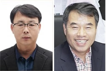 김상현 경상국립대 수의학과 교수(왼쪽)와 문성철 코미팜 대표이사.