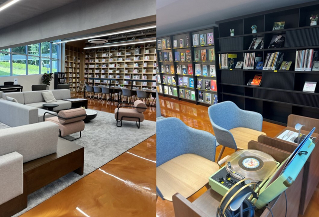 창원도서관은 자동연주 피아노와 LP 턴테이블 이 상시 운영하며 음악이 있는 도서관을 만들고 있다./창원도서관